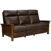 Artisan Power Reclining Sofa with Power Headrests in Wenlock Fudge Brown Top-Grain Leather & Wood